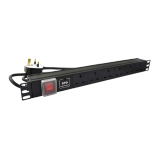 Network Rack Cabinet Plastic 6 Socket PDU with UK Plug