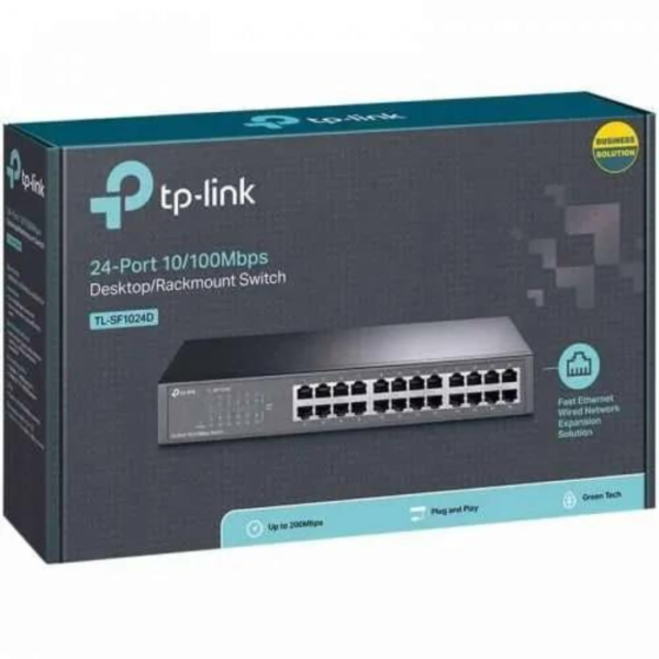 TP-Link 24-Port Fast Ethernet Rackmount Switch SF1024D delivers stable, cost-effective networking with 24 ports, rackmount design, and energy-saving technology.
